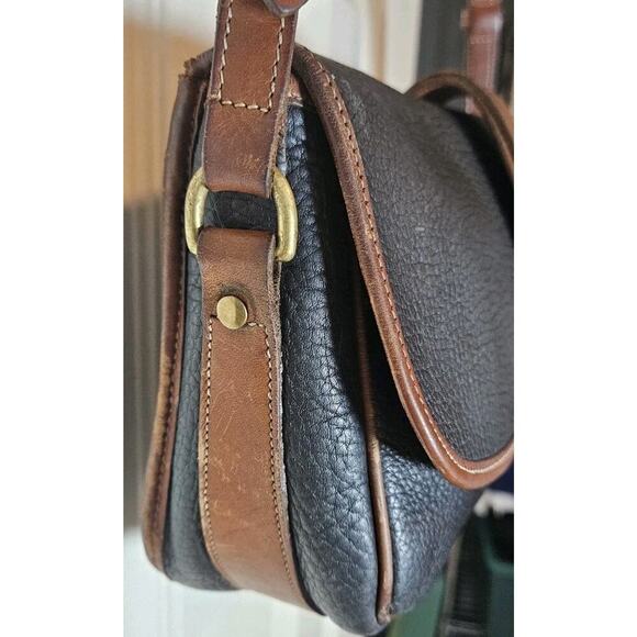Dooney & Bourke Vintage Equestrian Shoulder Bag AWL Black & Brown 80s-90s - Picture 5 of 12